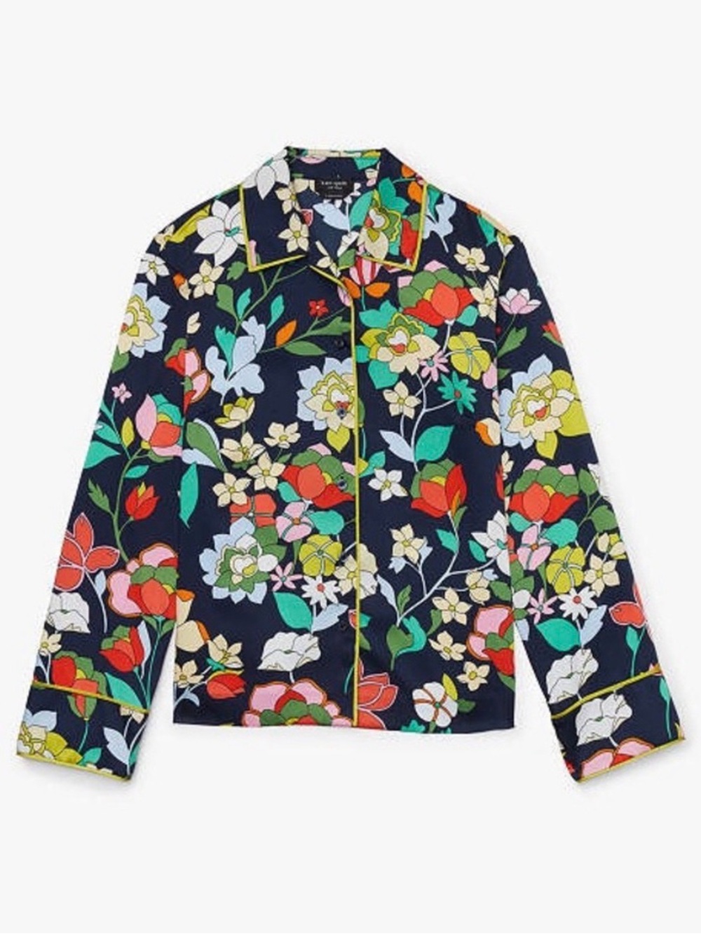 kate spade Flower Bed Twill Pajama-Style Blouse (L)